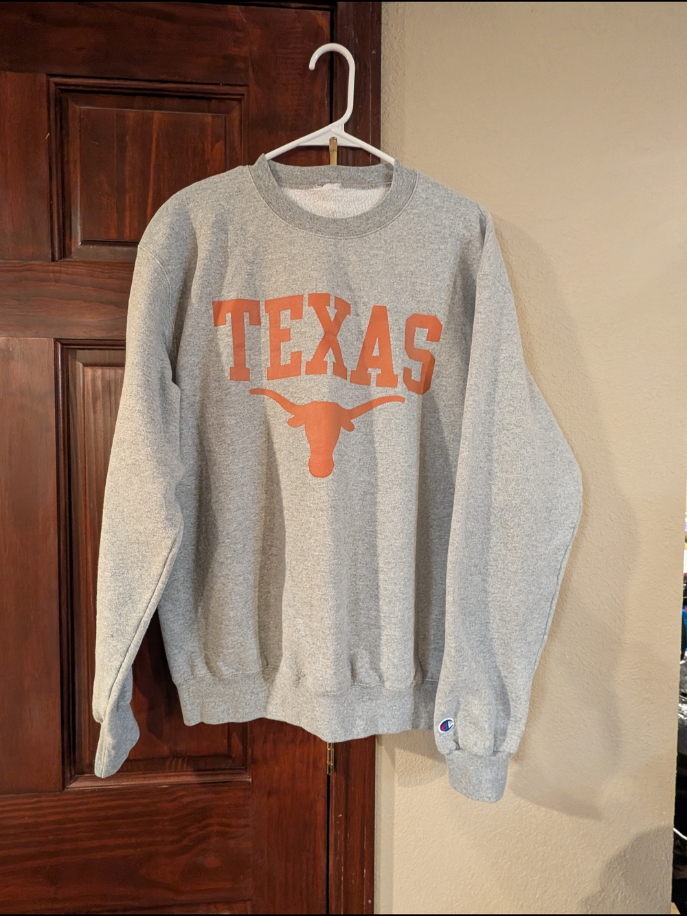 Champion Gray 'Texas' Crewneck Sweatshirt with Orange Logo